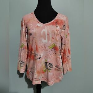 Chico's Multicolor Graphic Long Sleeve Top